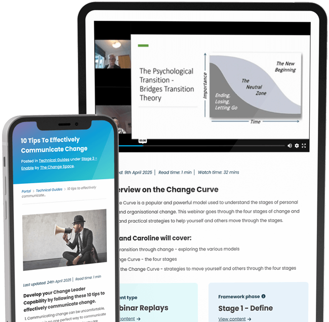Screenshot of members area on iPhone and laptop
