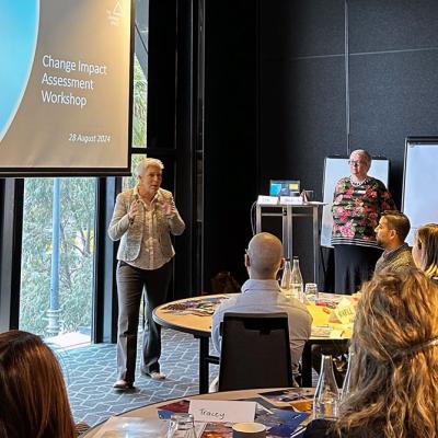 Tracey presenting at in-person workshop