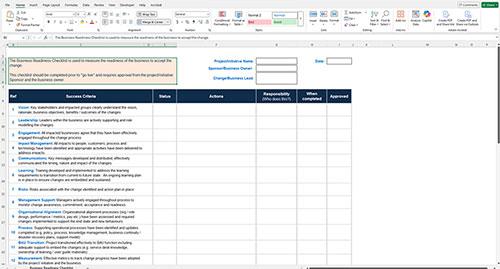 Change management template screenshot