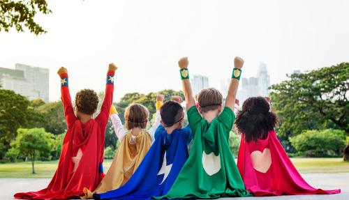 Children dressed as superheros