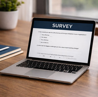 Laptop with survey on the screen