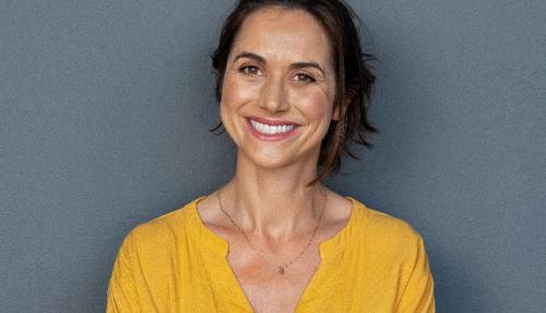 Confident lady smiling