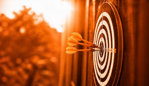 Dartboard with blue background