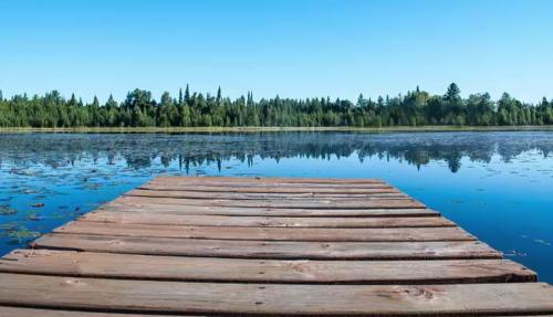 Relaxing jetty on lake